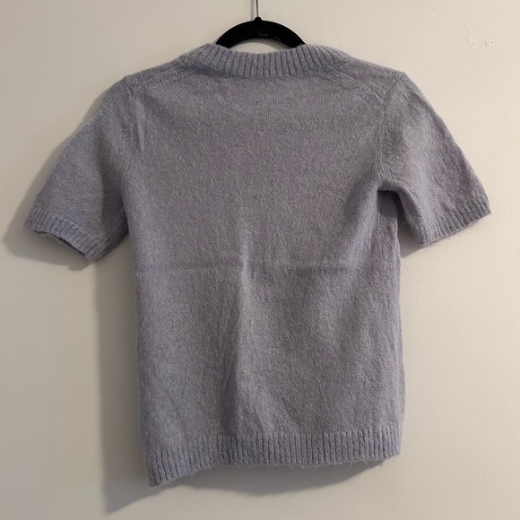 Everlane Alpaca Wool Blend Soft periwinkle blue Knit Top Short Sleeve Sweater - Picture 7 of 8